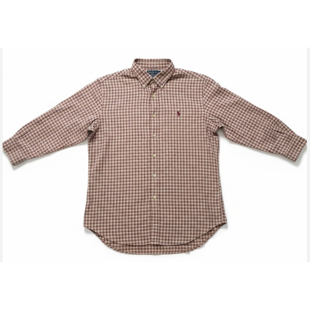 Ralph Lauren Classic Fit Plaid Button Down Shirt Preppy Fall Casual Mens Large